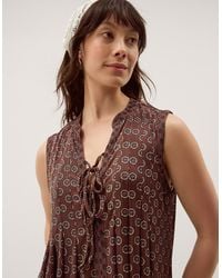 Monsoon - Magdalena Geometric Jersey Top Brown - Lyst