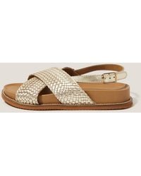 Monsoon - Bree Woven Leather Crossover Sandals Gold - Lyst