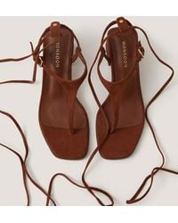 Monsoon - Hatty Toe Post Tie Strap Heels Brown - Lyst