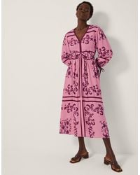Monsoon - Matilde Floral Print Long Sleeve Midi Dress - Lyst