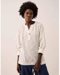 Monsoon - East Ateta Tonal Embroidered Blouse Ivory - Lyst