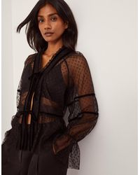 Monsoon - Lina Sheer Polka Dot Lace Blouse Black - Lyst