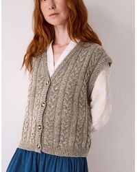 Monsoon - East Keya Donegal Knit Cable Tank Natural - Lyst