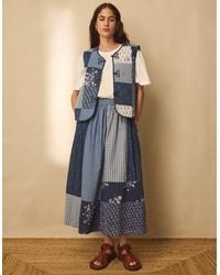 Monsoon - East Milly Floral Patchwork Midi Skirt Blue - Lyst