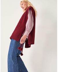 Monsoon - Coco Sleeveless Cable Knit Poncho Red - Lyst