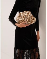 Monsoon - Kira Sequin Clutch Bag Gold - Lyst