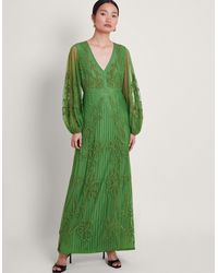 Monsoon - Maeva Hand-embroidered Dress Green - Lyst