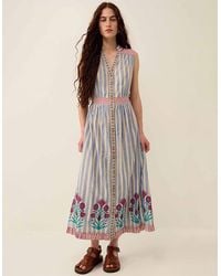 Monsoon - East Rylea Placement Print Cotton Midi Dress Blue - Lyst