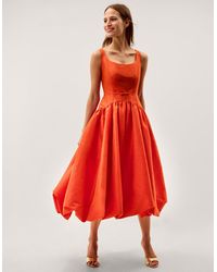 Monsoon - Mila Fit And Flare Midi Dress Orange - Lyst