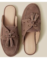 Monsoon - Iris Suede Slip On Loafers Natural - Lyst