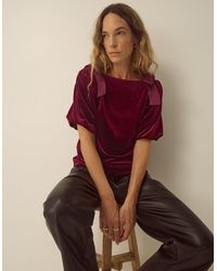 Monsoon - Vittoria Bow Velvet Top - Lyst