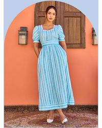 Monsoon - India & Mills Katie Stripe Midi Dress Blue - Lyst