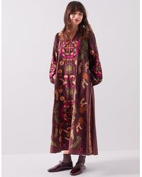 Monsoon - East Preeti Sleeveless Printed Midi Dress Red - Lyst