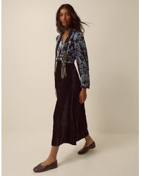 Monsoon - Claudia Floral Devoré Midi Dress Black - Lyst