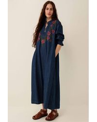Monsoon - East Reyna Denim Embroidered Dress Blue - Lyst