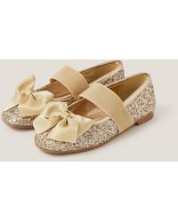 Monsoon - Glitter Bow Ballet Flats Gold - Lyst