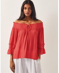Monsoon - Ava Off-the-shoulder Smock Top Pink - Lyst