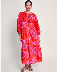 Monsoon - Arissa Palm Print Kaftan Dress - Lyst