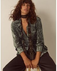 Monsoon - Ola Oversized Velvet Shirt Green - Lyst