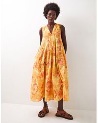 Monsoon - East Nikki Print Midi Smock Dress Orange - Lyst
