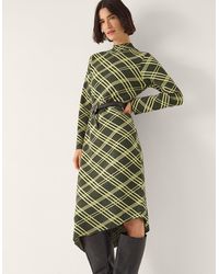 Monsoon - Women's Green Claudia Check Knit Midi Dress, Size: 16 - Lyst