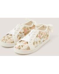 Monsoon - Floral Embroidered Trainers Gold - Lyst