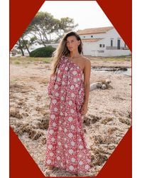 Monsoon - Pitusa One Shoulder Block Print Maxi Dress - Lyst