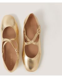 Monsoon - Dana Metallic Mary Jane Ballet Flats Gold - Lyst