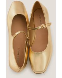 Monsoon - Crista Mary Jane Ballet Flats Gold - Lyst