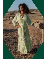 Monsoon - Piti Cuiti Palm Embroidered Maxi Dress Green - Lyst