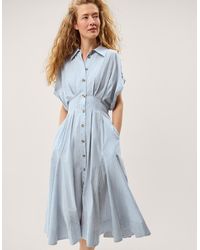 Monsoon - Dory Stripe Midi Shirt Dress Blue - Lyst