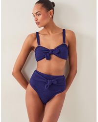 Monsoon - Kyla Tie Front High Waisted Bikini Bottom Blue - Lyst