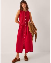 Monsoon - Monica Sleeveless Pleated Midi Dress Red - Lyst