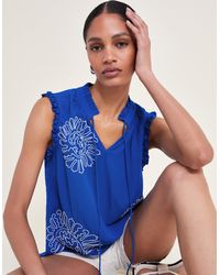 Monsoon - Meena Embroidered Top Blue - Lyst