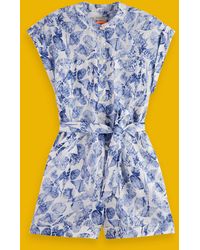 Monsoon - Scotch And Soda Print Linen Playsuit Blue - Lyst