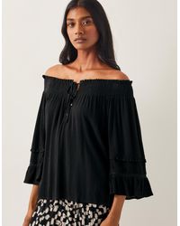 Monsoon - Ava Off-the-shoulder Smock Top Black - Lyst