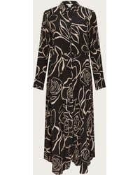 Monsoon - Mary Monochrome Floral Midi Shirt Dress Black - Lyst