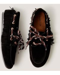 Monsoon - Alba Fringe Suede Moccasin Loafers Black - Lyst
