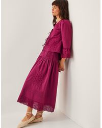 Monsoon - Saoirse Broderie Midi Skirt Red - Lyst