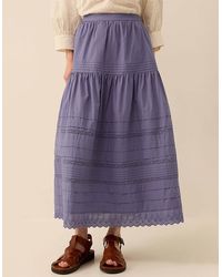 Monsoon - East Betsy Cotton Poplin Midi Skirt Blue - Lyst