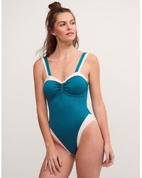 Monsoon - Sabrina Two Tone Swimsuit Teal - Lyst
