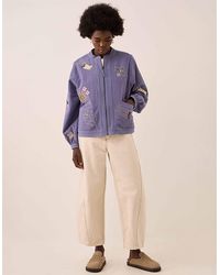 Monsoon - East Anyar Botanical Embroidered Cotton Twill Jacket Blue - Lyst