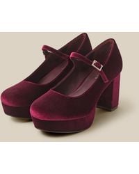 Monsoon - Women's Dark Red Polly Velvet Mary Jane Platform Heels, Size: 39 - Lyst