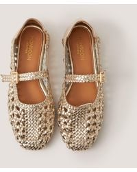 Monsoon - Bessy Woven Leather Mary Jane Ballet Flats Silver - Lyst
