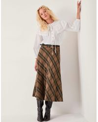 Monsoon - Willa Check Midi Skirt Camel - Lyst