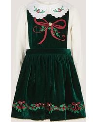 Monsoon - Christmas Wreath Top & Velvet Pinafore Dress Set Green - Lyst