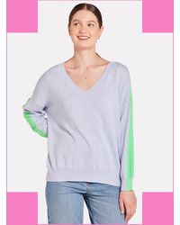 Monsoon - Wispr Summer Stripe V-neck Jumper Blue - Lyst