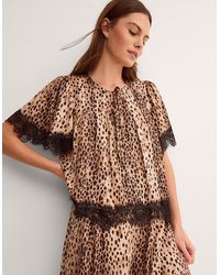 Monsoon - Babette Leopard Print Lace Top Brown - Lyst