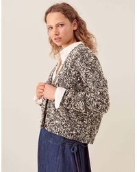 Monsoon - East Willow Boucle Knit Cardigan Brown - Lyst