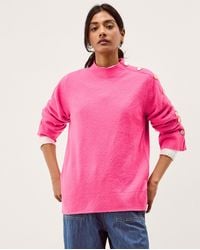 Monsoon - Breda Funnel Neck Button Jumper Pink - Lyst